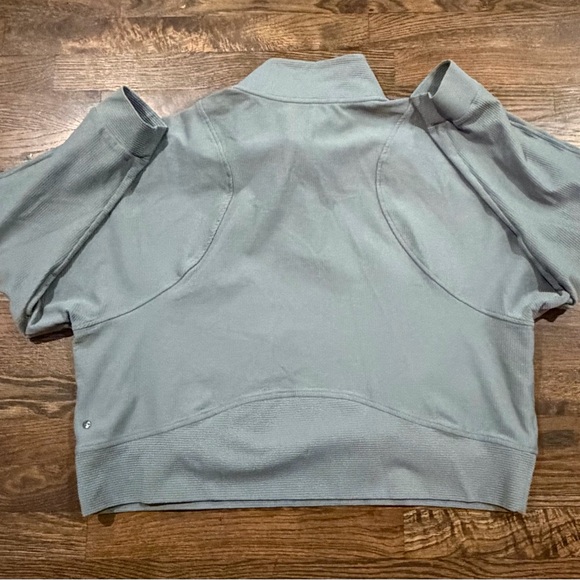 Zella Ribbed Mock Neck Quarter Zip Pullover XL Green Athleisure Active Top - Picture 6 of 7